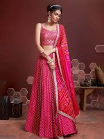 Hot Pink Chinon Silk Lehenga Choli